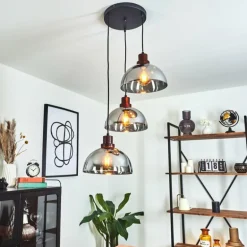 Suspension Aannestad Bois foncé, Noir, 3 lumières