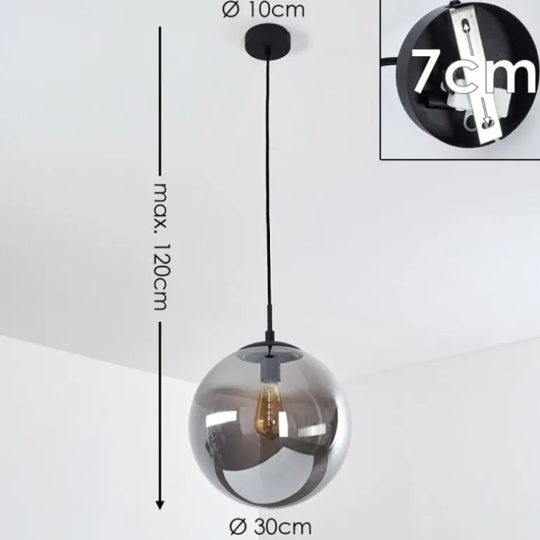 Suspension Agropoli Fumée, Noir, 1 lumière
