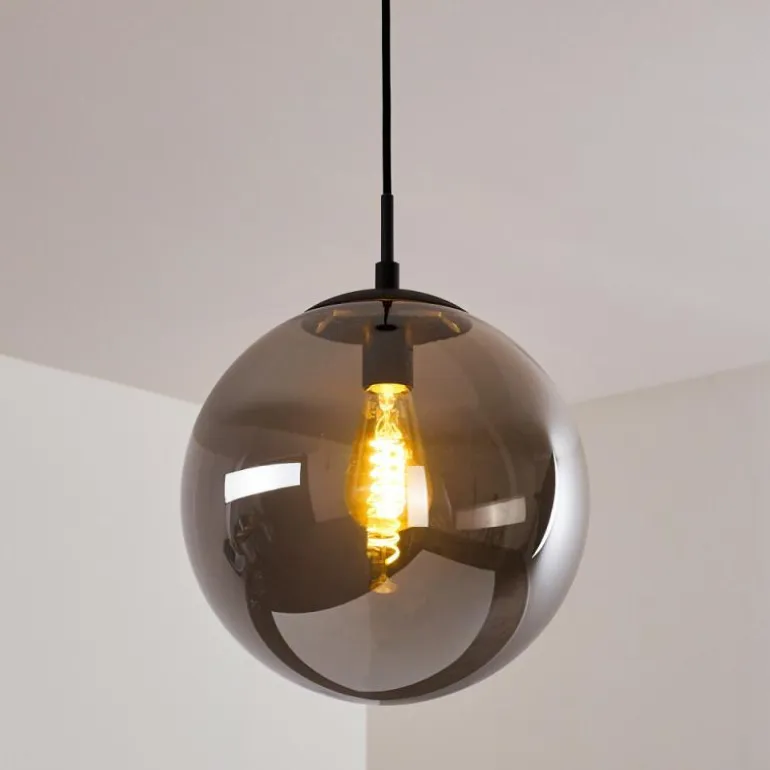 Suspension Agropoli Fumée, Noir, 1 lumière