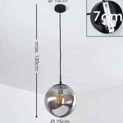 Suspension Agropoli Fumée, Noir, 1 lumière
