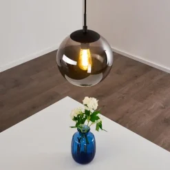 Suspension Agropoli Fumée, Noir, 1 lumière