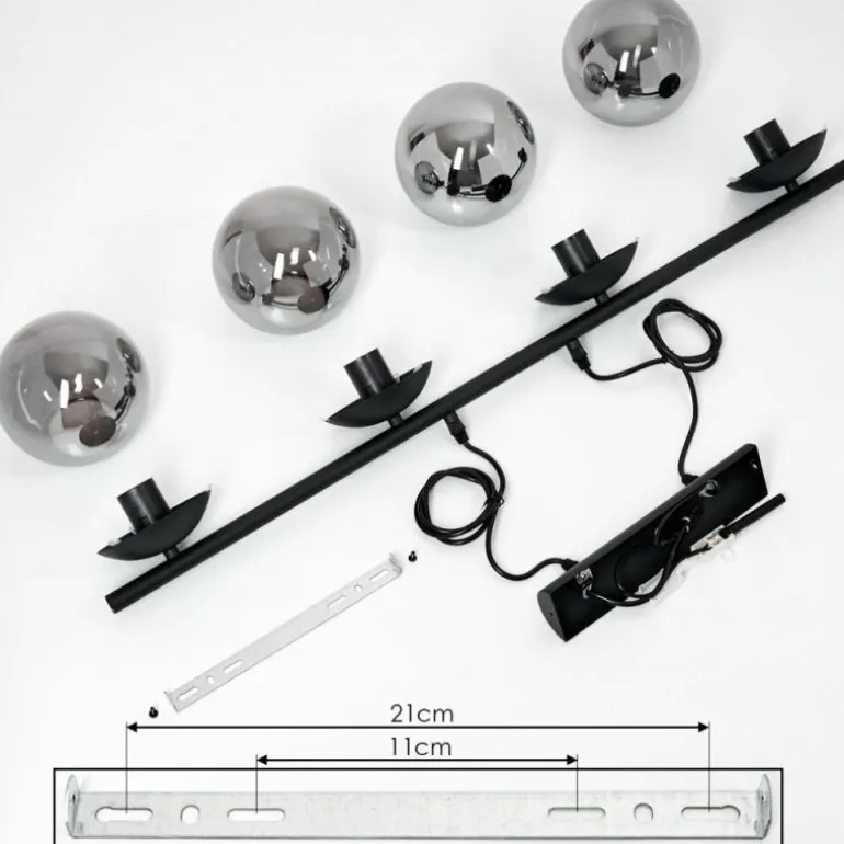 Suspension Agropoli Noir, 4 lumières
