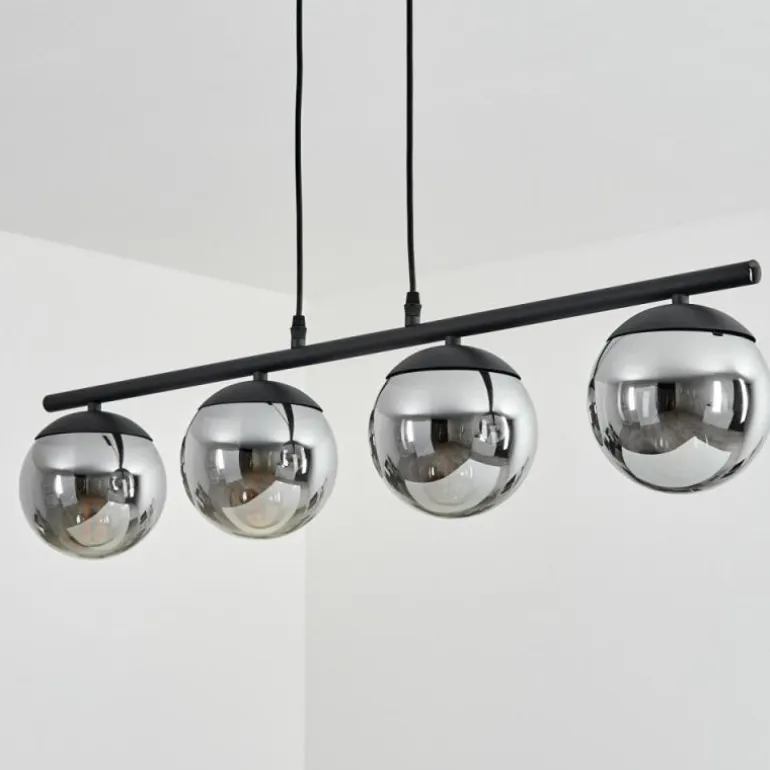 Suspension Agropoli Noir, 4 lumières