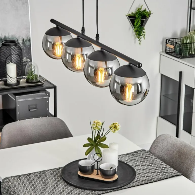 Suspension Agropoli Noir, 4 lumières
