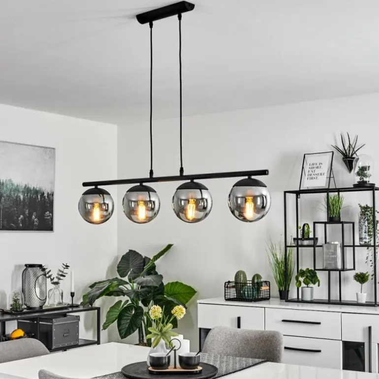 Suspension Agropoli Noir, 4 lumières