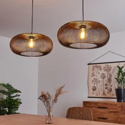 Suspension Agueda Noir, 2 lumières