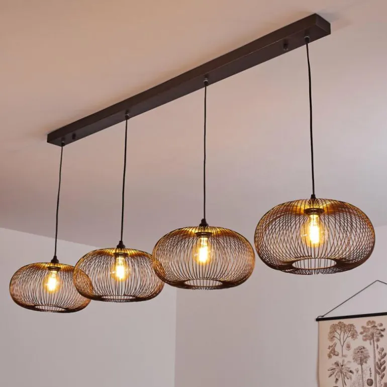 Suspension Agueda Noir, 4 lumières