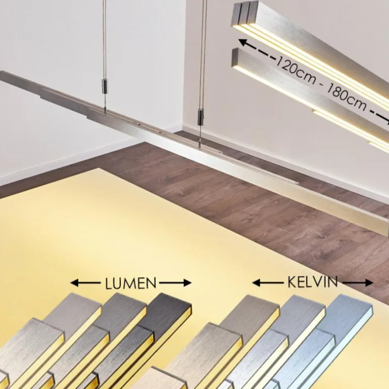 Suspension Airolo LED Chrome, Nickel mat, 3 lumières