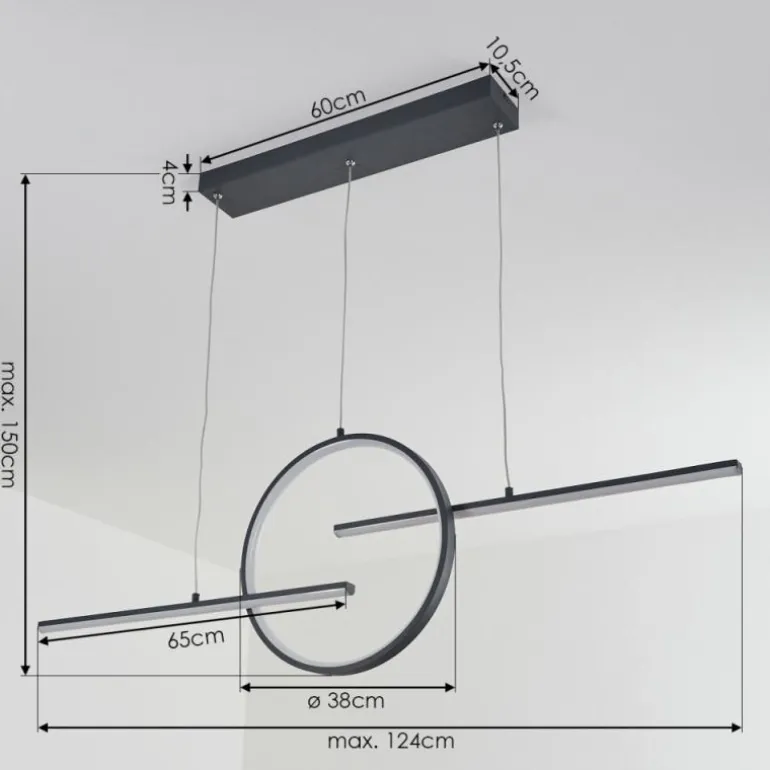 Suspension Alelua LED Gris, 1 lumière, Télécommandes