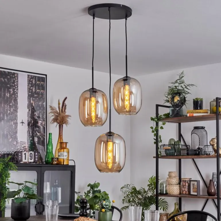Suspension Apedo Ambre, 3 lumières
