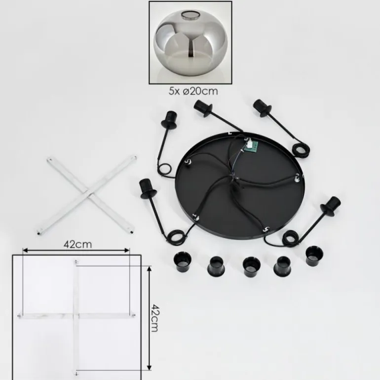 Suspension Apedo Fumé, 5 lumières