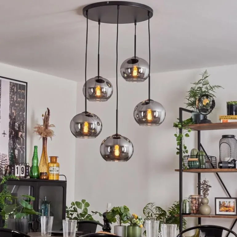 Suspension Apedo Fumé, 5 lumières