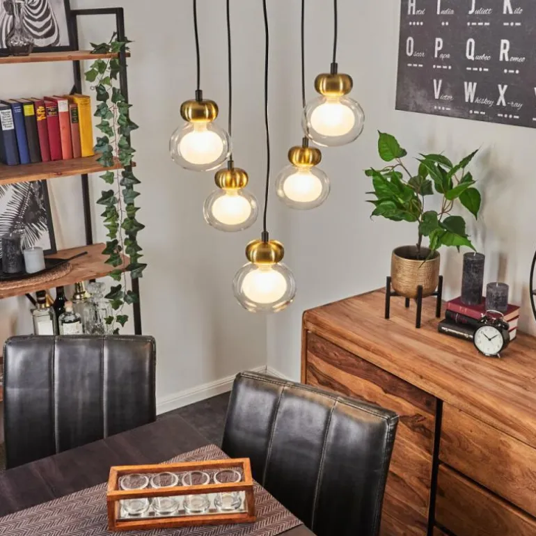 Suspension Arusi Bronze, Noir, 5 lumières