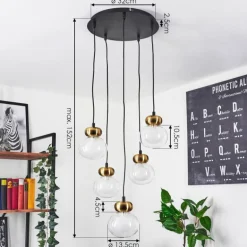 Suspension Arusi Bronze, Noir, 5 lumières