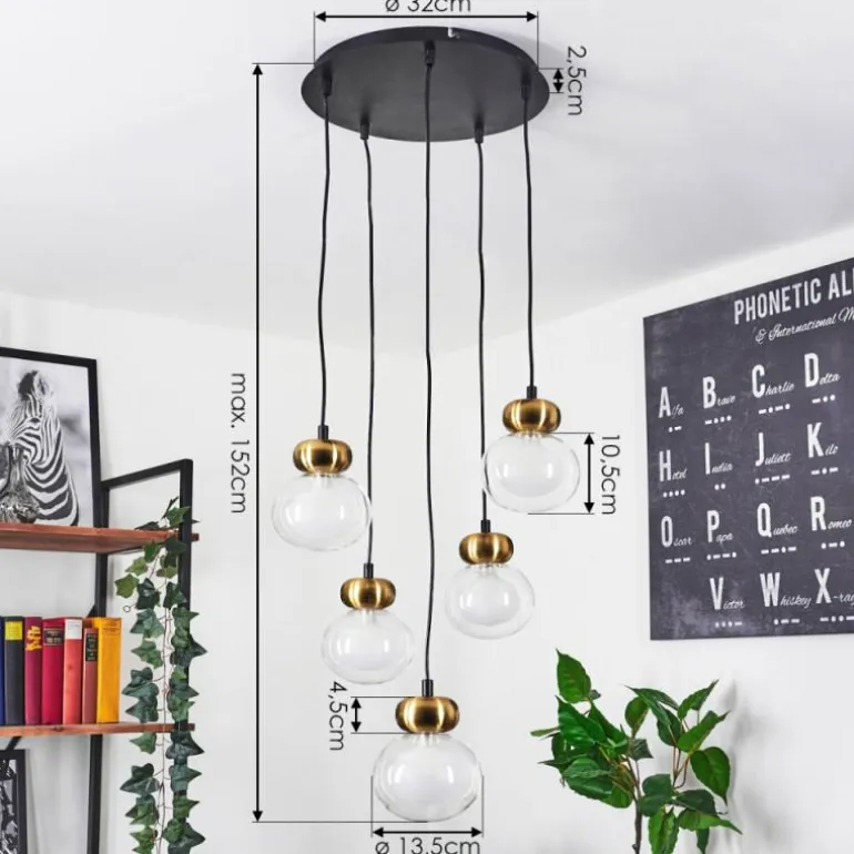 Suspension Arusi Bronze, Noir, 5 lumières