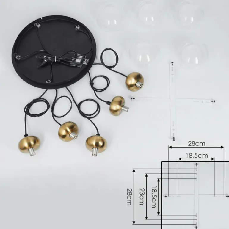 Suspension Arusi Bronze, Noir, 5 lumières