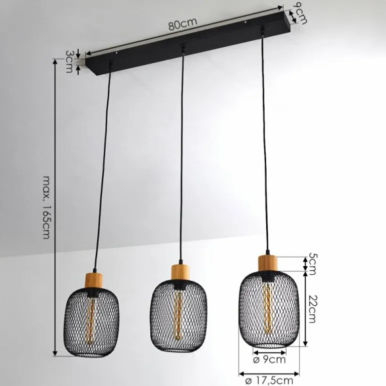 Suspension Ateponta Noir, 3 lumières