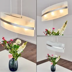Suspension Avellino Acier inoxydable, Blanc, 3 lumières