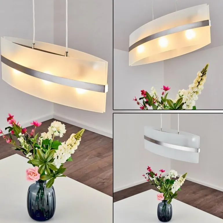 Suspension Avellino Acier inoxydable, Blanc, 3 lumières