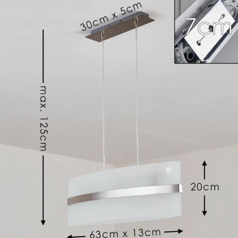 Suspension Avellino Acier inoxydable, Blanc, 3 lumières
