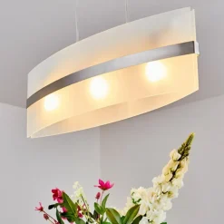 Suspension Avellino Acier inoxydable, Blanc, 3 lumières