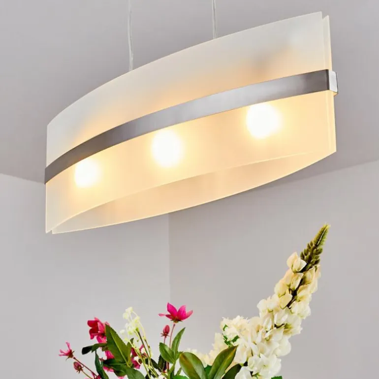 Suspension Avellino Acier inoxydable, Blanc, 3 lumières