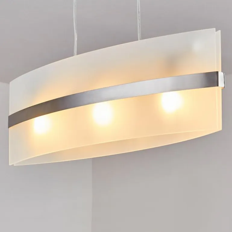 Suspension Avellino Acier inoxydable, Blanc, 3 lumières
