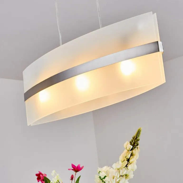 Suspension Avellino Acier inoxydable, Blanc, 3 lumières
