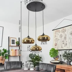 Suspension Avonlea Noir, 3 lumières