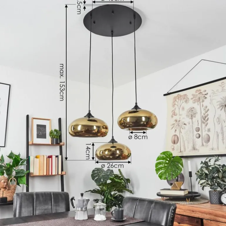 Suspension Avonlea Noir, 3 lumières