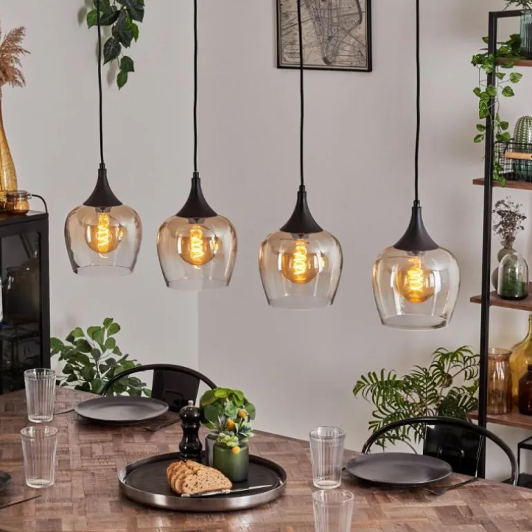 Suspension Azurara Noir, 4 lumières