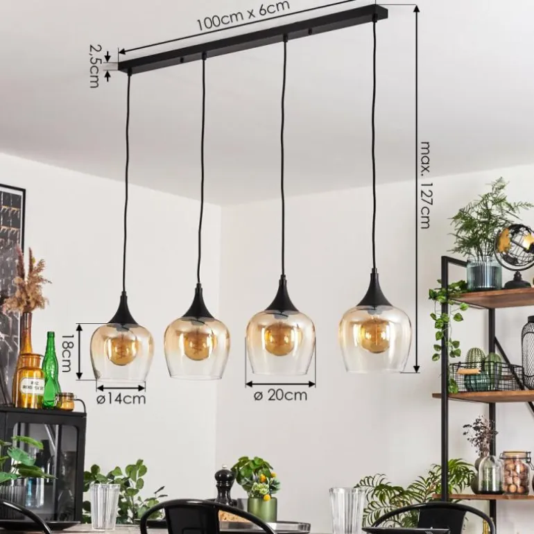 Suspension Azurara Noir, 4 lumières