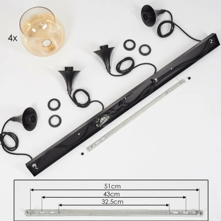 Suspension Azurara Noir, 4 lumières