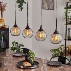 Suspension Azurara Noir, 4 lumières