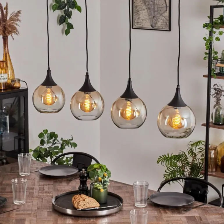Suspension Azurara Noir, 4 lumières