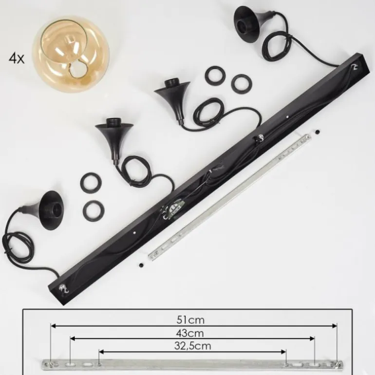 Suspension Azurara Noir, 4 lumières