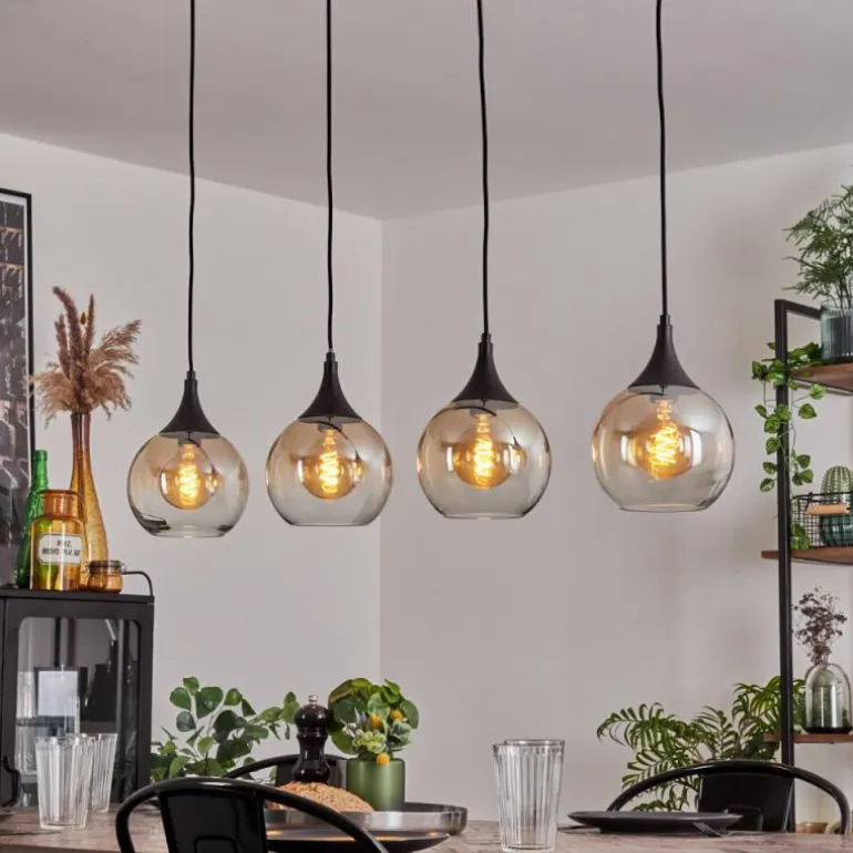 Suspension Azurara Noir, 4 lumières