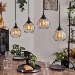 Suspension Azurara Noir, 4 lumières