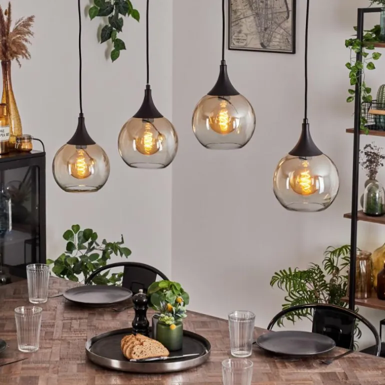 Suspension Azurara Noir, 4 lumières