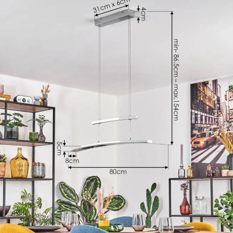Suspension Balcairn LED Chrome, 4 lumières
