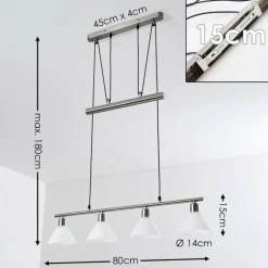 Suspension Bamenda Nickel mat, 4 lumières