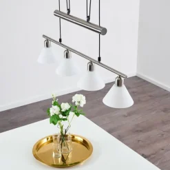 Suspension Bamenda Nickel mat, 4 lumières
