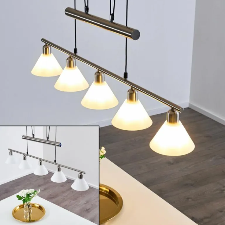 Suspension Bamenda Nickel mat, 5 lumières