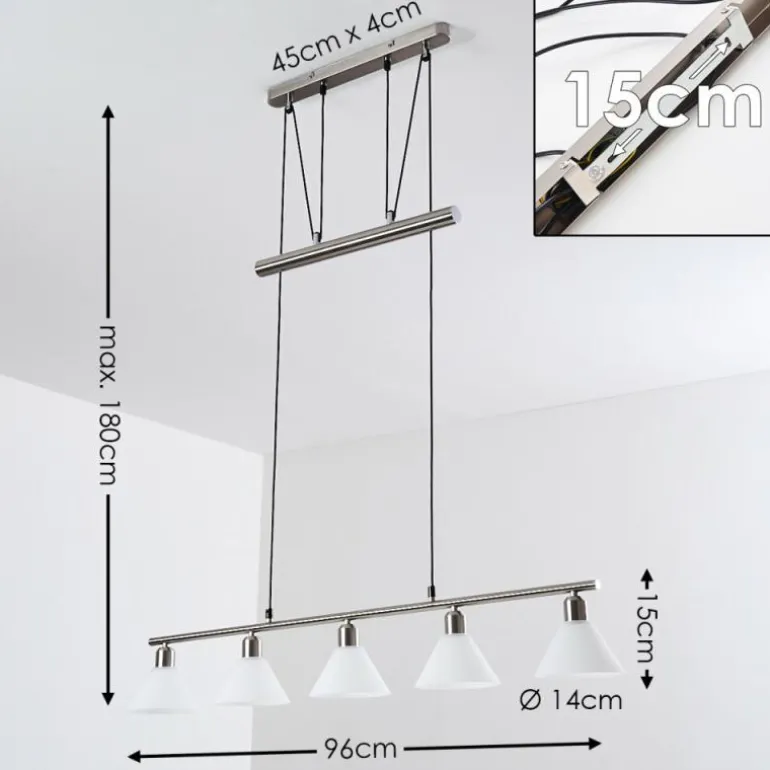 Suspension Bamenda Nickel mat, 5 lumières