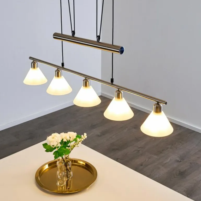 Suspension Bamenda Nickel mat, 5 lumières