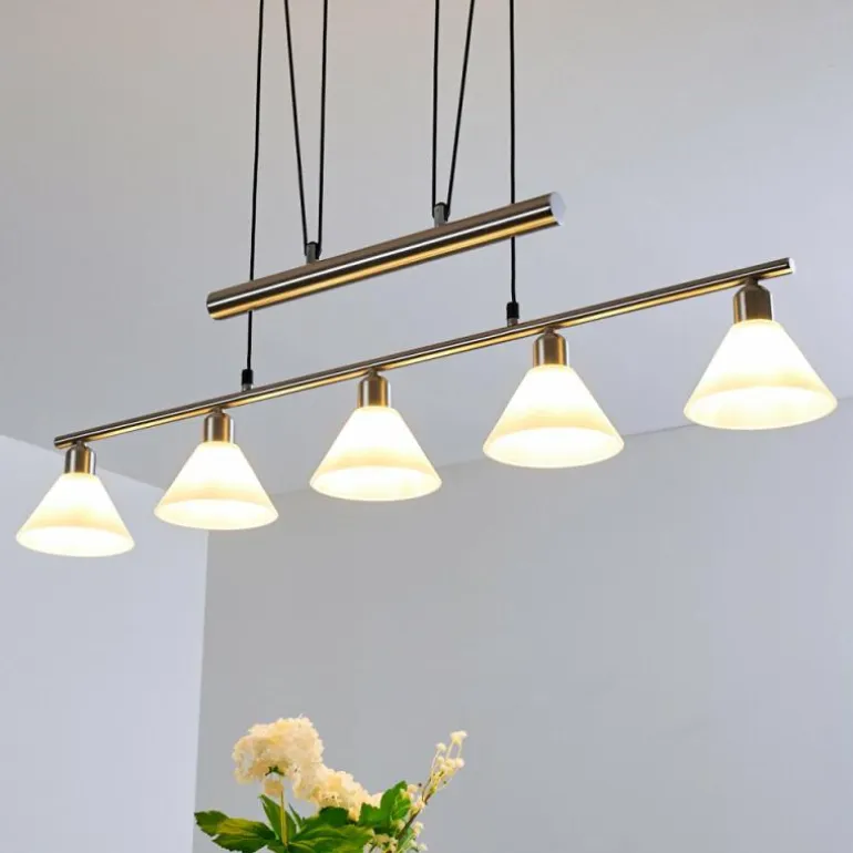 Suspension Bamenda Nickel mat, 5 lumières