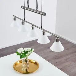 Suspension Bamenda Nickel mat, 5 lumières