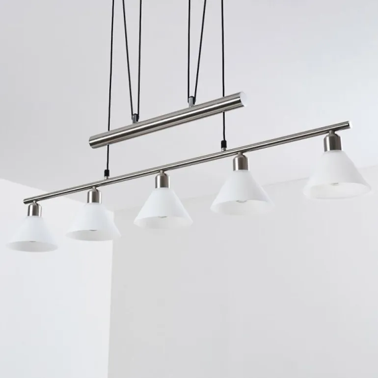 Suspension Bamenda Nickel mat, 5 lumières