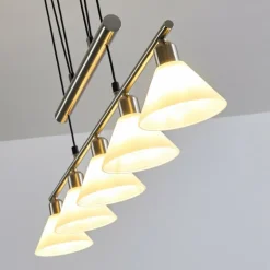 Suspension Bamenda Nickel mat, 5 lumières