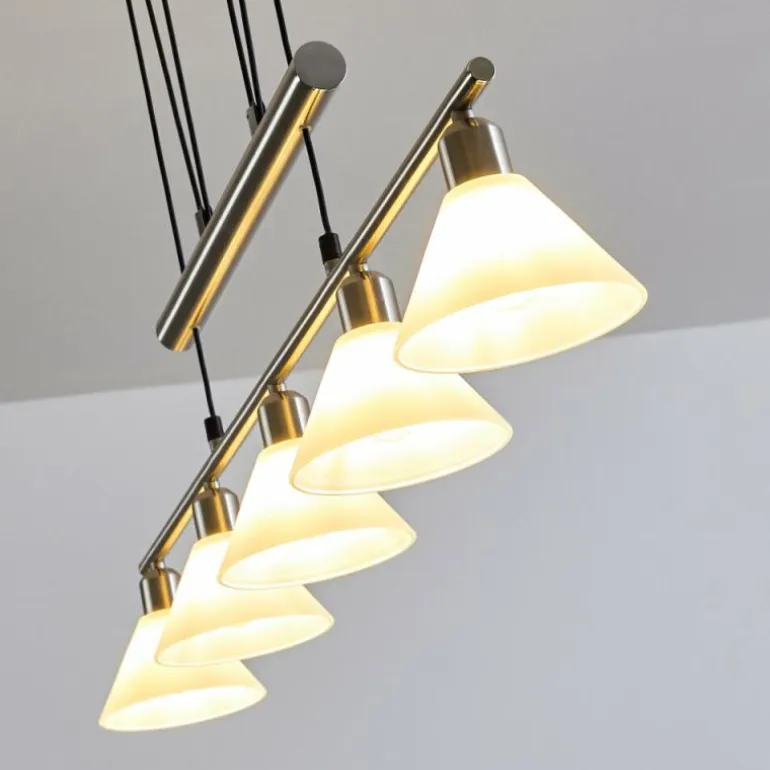 Suspension Bamenda Nickel mat, 5 lumières